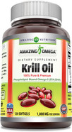 Amazing Omega Krill Oil With Omega 3S Epa, Dha, Phospholipids And Astaxanthin 1000 Mg Per Serving 120 Softgels Supplement | Non-Gmo | Gluten Free Amazing Omega Krill Oil With Omega 3S Epa, Dha, Phospholipids And Astaxanthin 1000 Mg Per Serving 120 Softgels Supplement | Non-Gmo | Gluten Free
