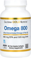 California Gold Nutrition Omega 800 Ultra-Concentrated Omega-3 Fish Oil, Kd-Pur Triglyceride Form, 90 Fish Gelatin Softgels (1,000 Mg Per Softgel)