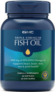 Gnc Triple Strength Fish Oil Omega 3 Supplement, 1000Mg Epa And Dha, Supports Heart, Brain, Skin, Eye And Joint Health, 30 Softgels Gnc Triple Strength Fish Oil Omega 3 Supplement, 1000Mg Epa And Dha, Supports Heart, Brain, Skin, Eye And Joint Health, 30 Softgels