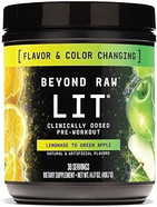 Beyond Raw Lit Pre Workout Powder Supplement, Energy, Focus, Endurance, Pumps, Nitric Oxide Boost, 250Mg Caffeine, Creatine, Beta Alanine, Lemonade To Green Apple, 30 Servings Beyond Raw Lit Pre Workout Powder Supplement, Energy, Focus, Endurance, Pumps, Nitric Oxide Boost, 250Mg Caffeine, Creatine, Beta Alanine, Lemonade To Green Apple, 30 Servings