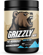 Grizzly Pre Workout Powder For Men & Women - Essential Aminos L-Citrulline & Beta Alanine Plus Caffeine - Preworkout Energy Drink Mix For Intense Power Focus & Pump - Arctic Ice - 40 Servings