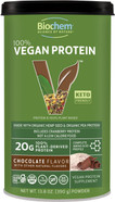 Biochem Vegan Protein Powder  20G Plant-Based Protein With Pea, Hemp & Cranberry  Chocolate Flavor  Keto Friendly, Certified Vegan, Gluten Free, Kosher  13.6 Oz