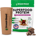 Ground-Based Nutrition Plant-Based Protein Superfood + Essential Greens Powder  Keto, Paleo, Low Calorie Organic Vegan Protein Powder, Non-Gmo, Gluten Free - 14 Servings,Chocolate
