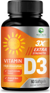 Vitamin D3 5000 Iu Softgels (125 Mcg) - Extra Strength Vitamins D-3 Dietary Supplement For Bone, Teeth, Muscle Health & Immune Support, Rapid Absorbtion Mini D Softgel, Non-Gmo, Gluten Free - 60 Count
