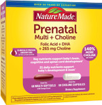 Nature Made Prenatal Vitamin Softgels + Choline Capsules, Folic Acid + Dha + Choline, 60 Prenatal Vitamins For Women, 60 Choline Supplements Capsules, 60 Day Supply