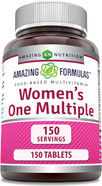 Amazing Formulas Multivitamin Food Based Tablets | Perfect Blend Of Vitamins, Minerals, 25 Million Cfu Probiotics (Women'S One Multiple, 150 Count)