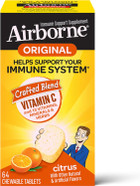 Airborne 1000Mg Vitamin C Chewable Tablets With Zinc, Immune Support Supplement With Powerful Antioxidants Vitamins A C & E - 64 Chewable Tablets, Citrus Flavor