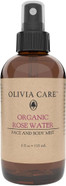 Olivia Care Organic Rose Water Mist Refreshing Spray For Face & Body By Olivia Care - 100% Natural & Vegan. Hydrating & Moisturizing, Fresh Rose Scent 4 Oz