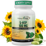 5Htp 100Mg Supplement, Plus B6, 5 Htp Organic Whole Food - Best Serotonin Booster - Non-Gmo, 120 Vegan Capsules