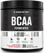 Jacked Factory Bcaa Powder (Fermented) - 6G Branched Chain Essential Amino Acid Supplement For Improved Muscle Recovery, Reduced Fatigue, Increased Strength, Muscle Growth - 30 Servings, Fruit Punch