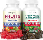 Everyday Debloat & Detox Sugar-Free Fruits And Veggies Gummies - Energy Support With Superfood Fruit And Vegetable Supplement (120 Chews) Cruelty-Free, Vegan, Gluten-Free, Fruit And Vegetable Vitamin