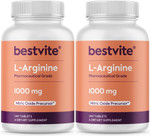 Bestvite L-Arginine 1000Mg Per Tablet (480 Tablets) (240 X 2) Pharmaceutical Grade Contains 20% More Pure Arginine Compared To Arginine Hcl Nitric Oxide Precursor Bestvite L-Arginine 1000Mg Per Tablet (480 Tablets) (240 X 2) Pharmaceutical Grade Contains 20% More Pure Arginine Compared To Arginine Hcl Nitric Oxide Precursor