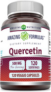 Amazing Formulas Quercetin 500Mg 120 Veggie Capsules Supplement - Non-Gmo - Gluten Free - Supports Overall Health & Well Being Amazing Formulas Quercetin 500Mg 120 Veggie Capsules Supplement - Non-Gmo - Gluten Free - Supports Overall Health & Well Being