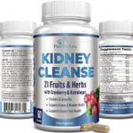 Herbal Kidney Cleanse With Cranberry Extract, Astralagus - 21 Fruits & Herbs - Detox & Cleanse Urinary Tract & Bladder Health, Kidney Support, 60 Vegan Capsules