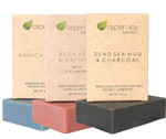 Soap Set - Made With Natural And Organic Ingredients. Gentle Soap. 1 Arnica & Mint - 1 Calamine Soap  1 Dead Sea Mud & Charcoal Soap - 4.5Oz Bar