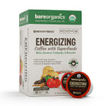 BareOrganics 13214 ENERGIZING USDA Organic Coffee Infused with Superfoods & Probiotics, Organic Coffee Pods, Keurig K-Cup Compatible Organic Coffee Pods, Vegan, Gluten Free, 10 Single Serve Cups