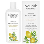 Nourish Organic Beauty Oil  Replenishing Moroccan Argan, Pomegranate, Rosehip & Vitamin E Oils, 3.4 Oz + Washable Cotton Round