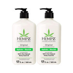 Hempz Original Natural Hemp Seed Oil Body Moisturizer With Shea Butter And Ginseng, 2.25 Fluid Ounce - Pure Herbal Skin Lotion For Dryness - Nourishing Vegan Body Cream In Floral And Banana