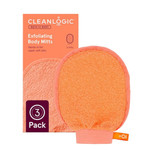 Cleanlogic Bath & Body Exfoliating Face & Body Grooming Mitt, Assorted Colors, 3 Count