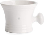 Muhle White Porcelain Platinum Rim Shaving Mug  Shave Dish Accessory For Soaps And Creams, Modern White Design