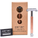 Parker 29L Pink, Long Handle Butterfly Open Double Edge Safety Razor For Women, 5 Parker Premium Platinum Double Edge Razor Blades Included