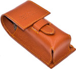 Parker Genuine Leather Travel Shaving Brush Case  Saddle Brown, Handmade Protective Cover For Standard Shave Brushes