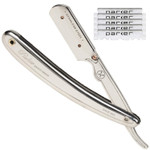 Parker Sr1 Stainless Steel Straight Edge Barber Razor  Professional Shavette For Barbers & Home Use With 5 Premium Platinum Half Blades  Replaceable Blade Straight Razor For Close, Smooth Shaves