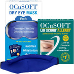 Ocusoft Lid Scrub Allergy & Dry Eye Mask Bundle - Soothes Red, Irritated Eyelids - Pre-Moistened Eyelid Cleanser Pads & Reusable Moist-Heat Eye Compress Kit - 30 Pads + 1 Thermapod Mask