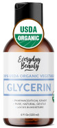 Everyday Beauty 100% Organic Glycerin - Usda Certified - Perfect For Diy Beauty Products, Crafts, And Formulations - Derived From Coconut - Skin And Hair Moisturizer For Deep Hydration - 8 Fl Oz