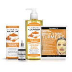 Dermactin-Ts Turmeric Facial Collection - Includes Facial Cleanser 5.7 Oz, Facial Oil 1 Oz, & Bubble Sheet Mask