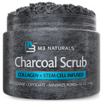 Exfoliating Charcoal Scrub With Collagen & Stem Cells  Salt Scrub For Body Toning, Cellulite, Armpit Detox, And Skin Smoothing For Face, Feet, And Body By M3 Naturals