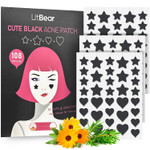 Litbear Star Pimple Patches, Black & Pink Hydrocolloid Acne Patch With Tea Tree Oil & Centella, Cute Pimple Stickers Zits Patch For Face Blemished Spot Patch Acne Dots, 112 Patches, 14Mm & 10Mm