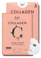 Rael Face Mask Skin Care, Collagen Face Masks - Bamboo Facial Sheet Mask, Korean Skincare, With Collagen Essence And Fruit Extracts, Nourishing And Moisturizing, All Skin Types (Collagen, 5 Sheets)