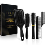 Duaiu Hair Brush Set, 5Pcs Paddle Hairbrush For Men And Women, Round Quiff And Rat Tail Wide Tooth Styling Comb And Brush Set For Curly Long Thick Thin Hair - Great On Wet Or Dry Use, No More Tangle