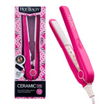 Professional Ceramic Mini Flat Iron 1/2", Anti-Frizz, Fast Heating, Versatile Styling For Curly & Straight Hair, Ideal For Traveling With Travel Pouch (Pink)