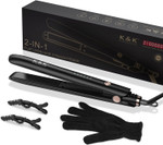 K&K Flat Iron 2 In 1 Curler Tourmaline Titanium Hair Straightener 1 Inch Plate 4D 360°Swivel Led Display For Woman Short Hair Adjustable Temperature Dual Voltage 110V-220V Auto Shut Off