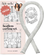 Kitsch Satin Heatless Curling Set  Heatless Hair Curler For Women, Hair Curler To Sleep In - With 2 Satin Scrunchies For Overnight Curls  No Heat Damage Styling With Heatless Curler - Micro Dot