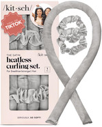 Kitsch Satin Heatless Curling Set  Heatless Hair Curler For Women, Hair Curler To Sleep In - With 2 Satin Scrunchies For Overnight Curls  No Heat Damage Styling With Heatless Curler - Silver