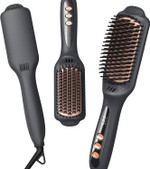 Landot Hair Straightening Brush Straightener: Negative Ion Ceramic Heated Hot Flat Iron Brush For Smooth Frizz-Free Hair - Dual Voltage & 12 Temp Settings 250°F To 450°F Fit All Hair Types