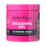 Red By Kiss Styler Fixer Braiding Gel Enhanced  Extra Firm Hold, Anti-Flaking, High Shine, Infused With Advanced Botanicals For Strong, Nourished Hair  Strawberry Acai Scent (16Oz)