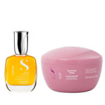 Alfaparf Milano Semi Di Lino Moisture Nutritive Deep Conditioning Hair Mask (6.76 Oz) + Sublime Cristalli Liquid Hair Oil (1.01 Oz) - Moisturizing Hair Mask & Smoothing Serum With Thermal Protection