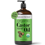 Natural Riches Unrefined Organic Castor Oil Cold Pressed Glass Bottle Usda Certified For Dry Skin Hair Loss Dandruff Thicker Hair - Moisturizes Heals Scalp Skin Thicker Eyelashes Eyebrows 8 Fl Oz