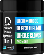 11In1 Wormwood Capsules - 180 Capsules Extracted From Black Walnut, Cloves, Ginger, Turmeric, Apple, Berberine Hcl & More - Support Comfortable Digestive, Immune System For 3 Months