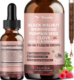20 In 1 Black Walnut Wormwood Tincture - Clove,Pumpkin Seed,Garlic,Oregano,Berberine - Gentle Gut Cleanse & Digestive Health - Alcohol-Free,Gut-Friendly -Raspberry Flavor - 2Fl