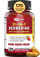 21-In-1 Berberine Supplement With Ceylon Cinnamon - Organic Berberine Hcl Phytosome, 5X Higher Absorption For Metabolism Support 120 Capsules