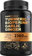 4-In-1 Turmeric And Garlic Supplements With Bioperine 2360 Mg Turmeric Ginger Root Capsules With Garlic For Joint, Digestion & Immune Support (120 Ct)