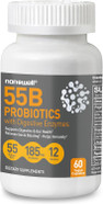 55B Probiotics With Digestive Enzymes For Immune Support & Gut Health - 55 Billion Cfu, 12 Strain, 185 Mg Prebiotic - Relieves Gas & Bloating - 60 Vegan Capsules, 60 Day Supply