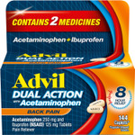 Advil Dual Action Back Pain Caplets Delivers 250Mg Ibuprofen And 500Mg Acetaminophen Per Dose For 8 Hours Of Back Pain Relief - 72 Count