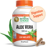 Aloe Vera- Leaf And Latex, Digestive, Liver, Stomach Health-Contains Amino Acids, Vitamins, Minerals, Enzymes- 500Mg-Gluten Free, Non-Gmo-180 Capsules