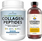 Amandean Premium Liposomal Vitamin C & Bovine Collagen Peptides Bundle. Powerful Antioxidant. Liquid Quali-C. Grass-Fed Collagen. Hydrolyzed Type 1 & 3. Immune Support. Healthy Skin, Hair & Nails